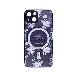 Capa Magnetic com Desenho De Flores para Apple iPhone 14 Preto Capa Magnetic com Desenho De Flores para Apple iPhone 14 Preto